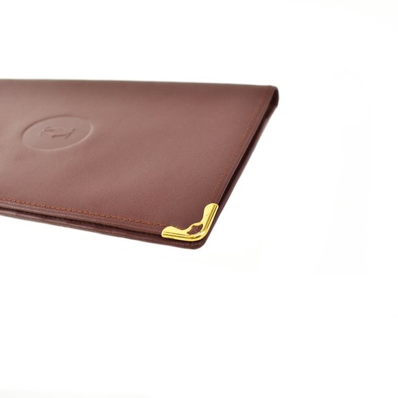 CARTIER: Burgundy, Leather & "Double C" Wallet pq - Picture 6 of 8